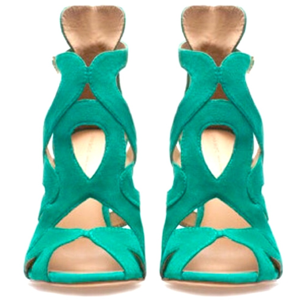 Zara Green Cutout Sandals